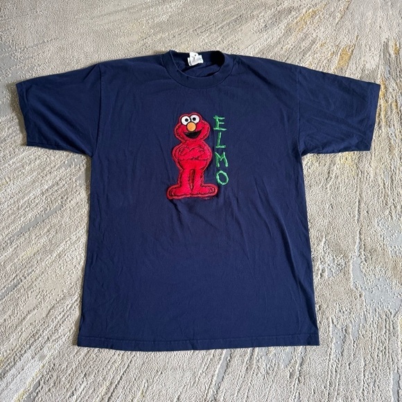 Vintage Other - Vintage Sesame Street navy blue T-shirt Elmo cotton made in the USA XL
